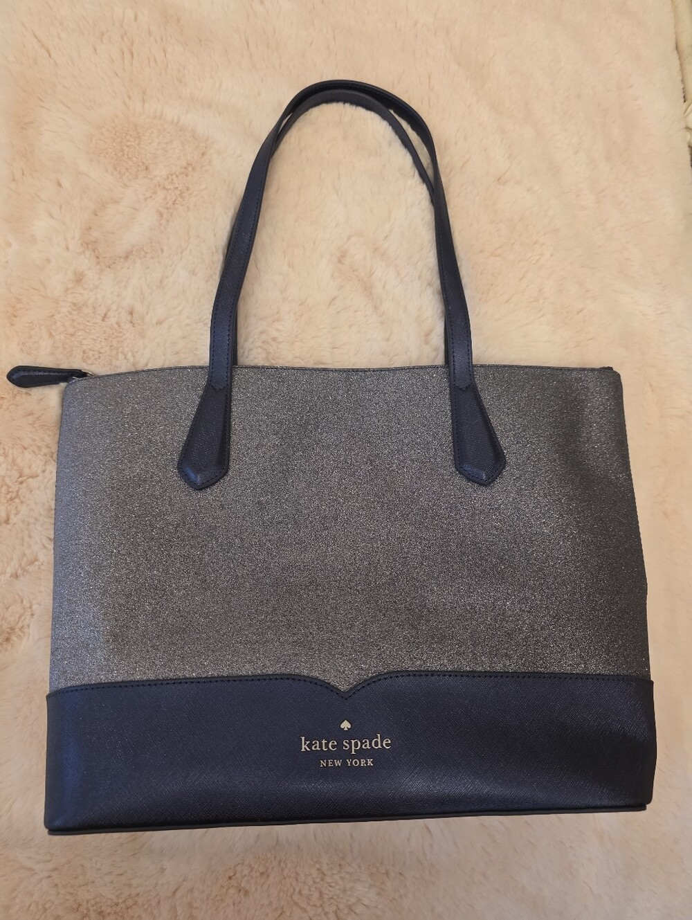 kate spade Navy and Silver Glitter Large Purse